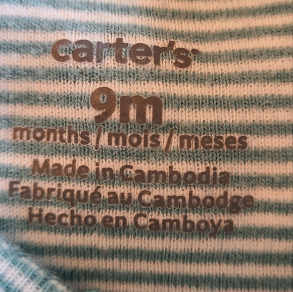 (1643) Carters 9 Month old Onesie,  Color: Blue Stripes - Picture 6 of 11